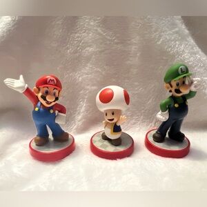 Super Mario Amiibo Characters- Mario, Toad, and Luigi